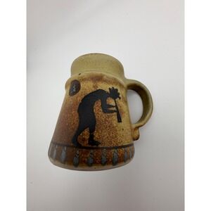 Kokopelli Studio Pottery Mug Southwestern Stoneware Earth Tone Flute Player Cup